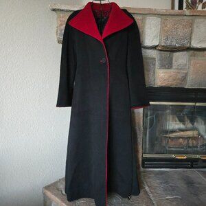 Vintage Saks Fifth Avenue 'Fleurette' Cashmere & Wool Coat with Red Detailing